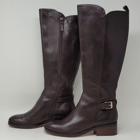 Cole Haan Women's Hayes Tall Riding Boot Size 5.5B Brown Leather Flat Equestrian - Picture 2 of 14